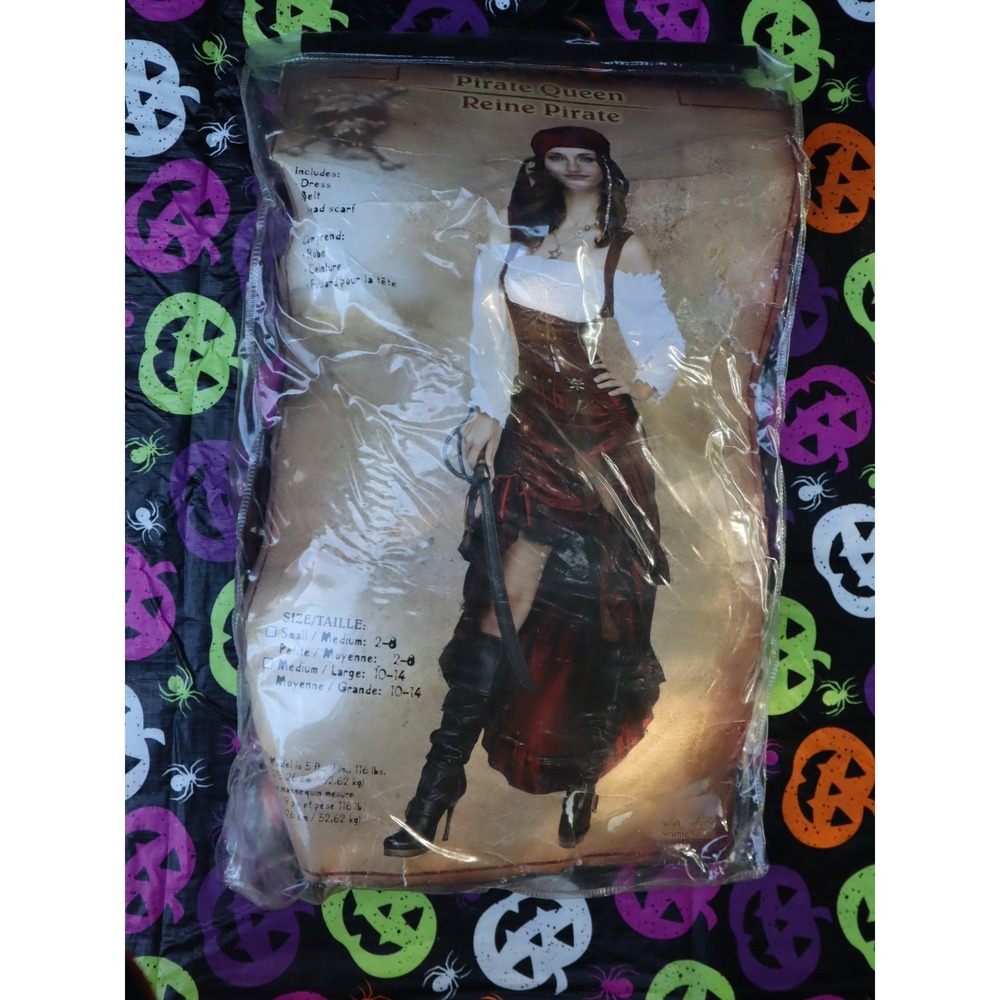 Red Pirate Costume M/L Fun World Womens Queen Dress Belt Headscarf 122844L
